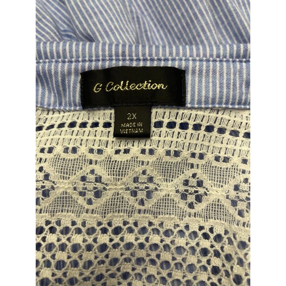 G Collection Sleeveless Button Up Shirt Size 2X Blue/White - Picture 5 of 6
